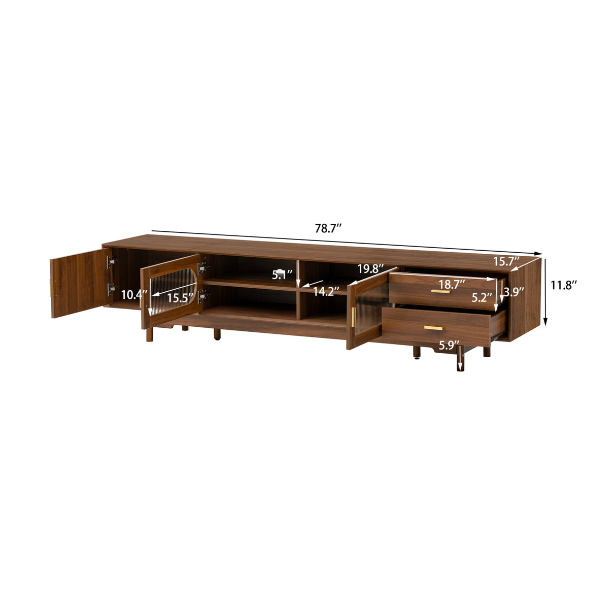 2 Drawers Solid Wood TV Cabinet | OROA