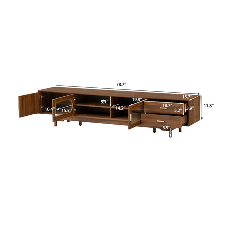 2 Drawers Solid Wood TV Cabinet | OROA
