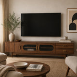 2 Drawers Solid Wood TV Cabinet | OROA
