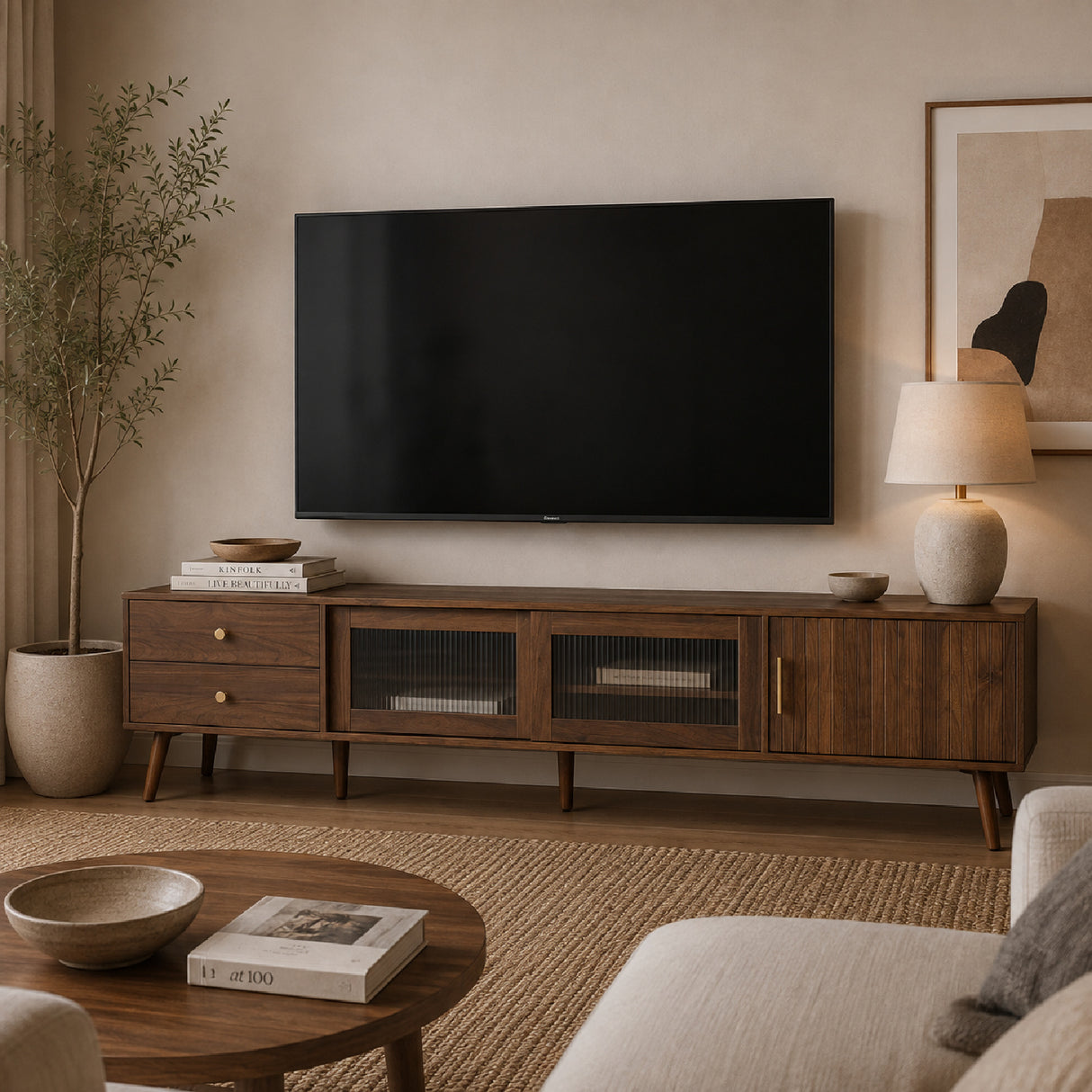 Modern Glass-Doors TV Stand | OROA