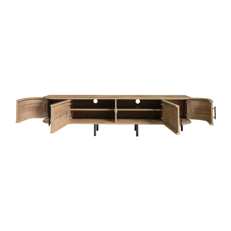 70" Modern TV Stand with Rattan Doors | OROA