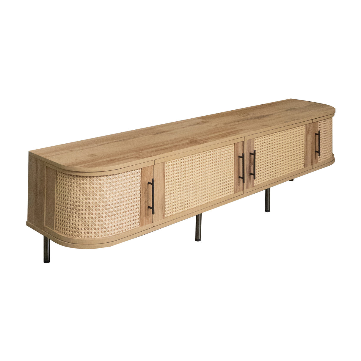 70" Modern TV Stand with Rattan Doors | OROA