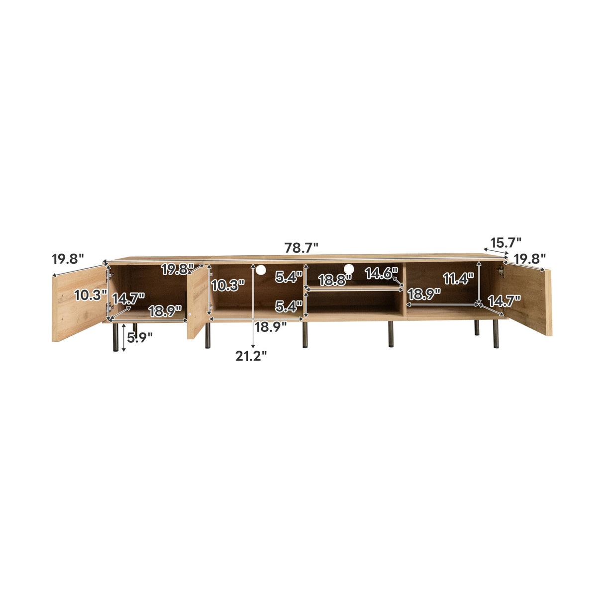 78" Natural Modern TV Stand | OROA