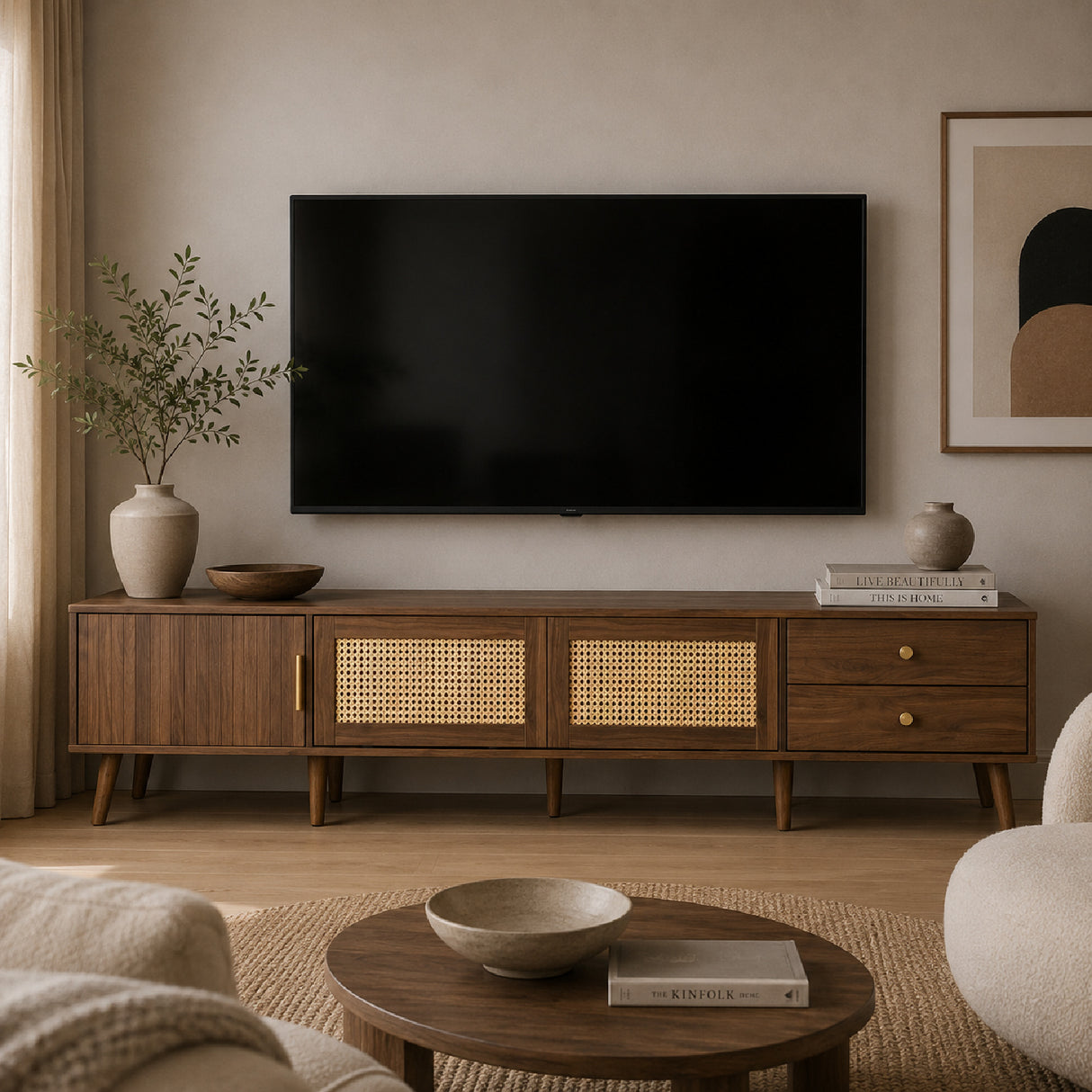 Modern Rattan Doors TV Stand | OROA