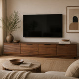 Walnut Fluted Modern Media Unit | OROA