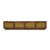 Modern Walnut Rattan Panel TV Stand Media Console | OROA
