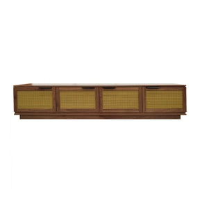 Modern European furniture - Modern Walnut Rattan Panel TV Stand Media Console - www.oroa.com
