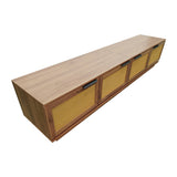 Modern Walnut Rattan Panel TV Stand Media Console | OROA