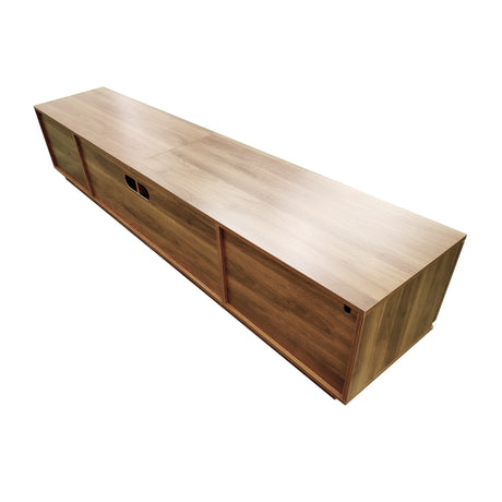 Modern Walnut Rattan Panel TV Stand Media Console | OROA