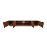 Modern Walnut Rattan Panel TV Stand Media Console | OROA