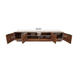 Modern Walnut Rattan Panel TV Stand Media Console | OROA