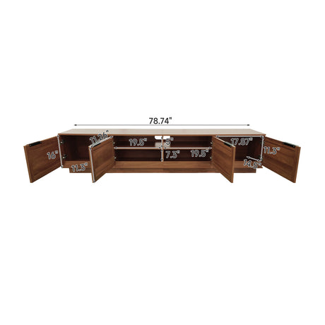 Modern Walnut Rattan Panel TV Stand Media Console | OROA