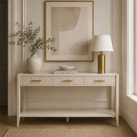 Beige Wooden Console Table | OROA