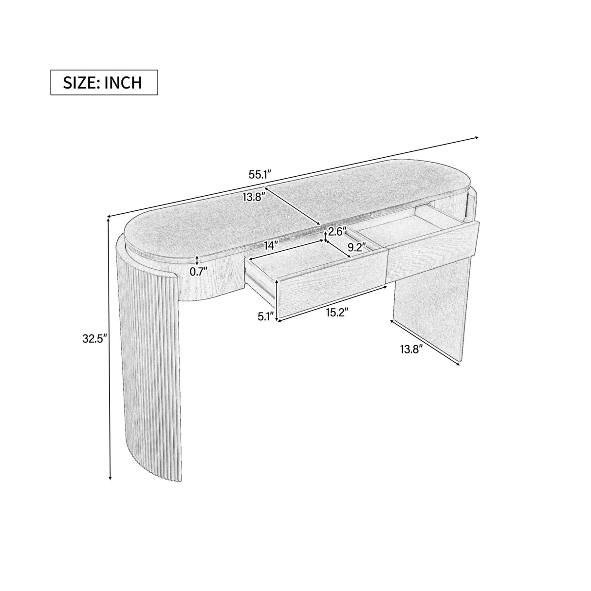 Black Natural Wood Console Table | OROA