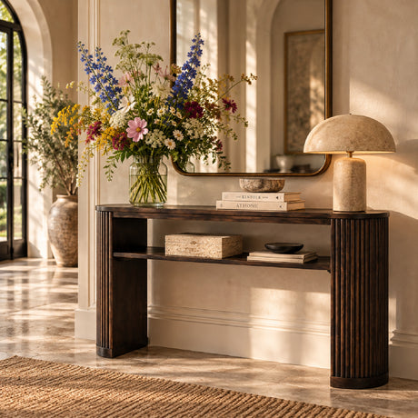 Rustic Console Table with Fluted Legs by OROA