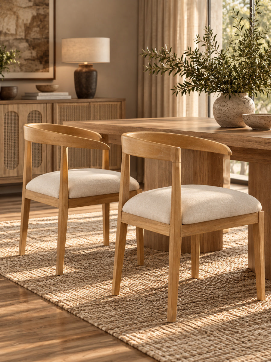 Modern European furniture - Curved Back Upholstered Dining Chairs (2) - www.oroa.com