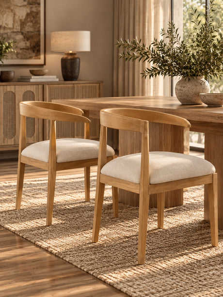 Modern European furniture - Curved Back Upholstered Dining Chairs (2) - www.oroa.com