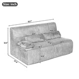 Modern Red Corduroy Modular Loveseat Sofa | OROA