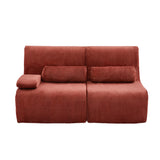 Modern Red Corduroy Modular Loveseat Sofa | OROA