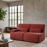 Modern Red Corduroy Modular Loveseat Sofa | OROA