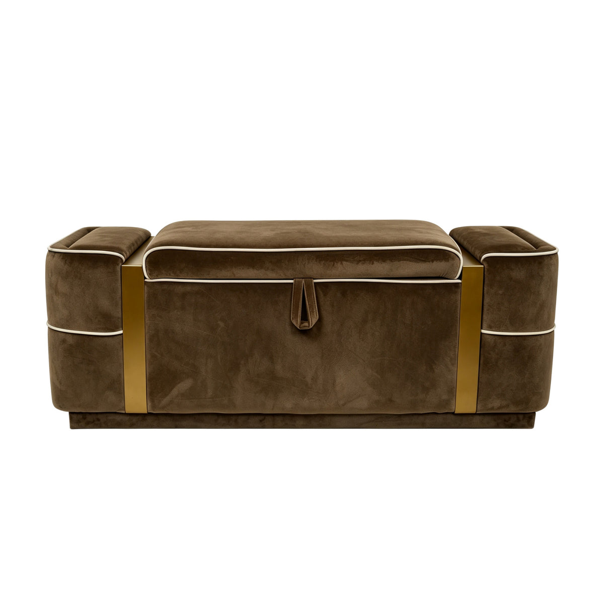 Brown Modern Upholstered Storage Bench | OROA