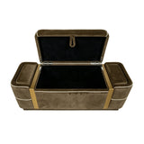 Brown Modern Upholstered Storage Bench | OROA