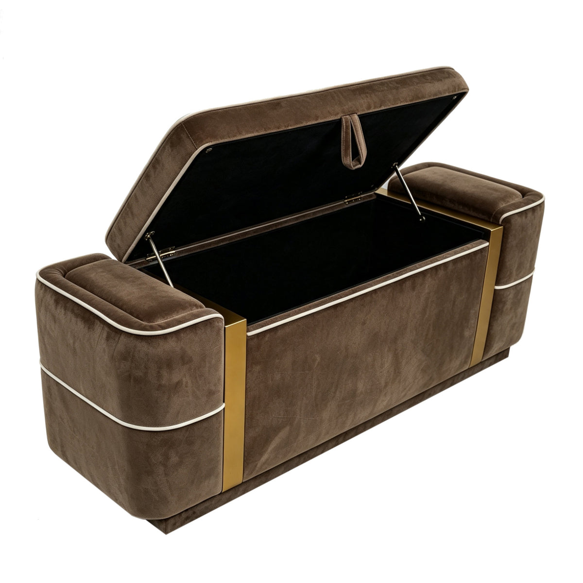 Brown Modern Upholstered Storage Bench | OROA