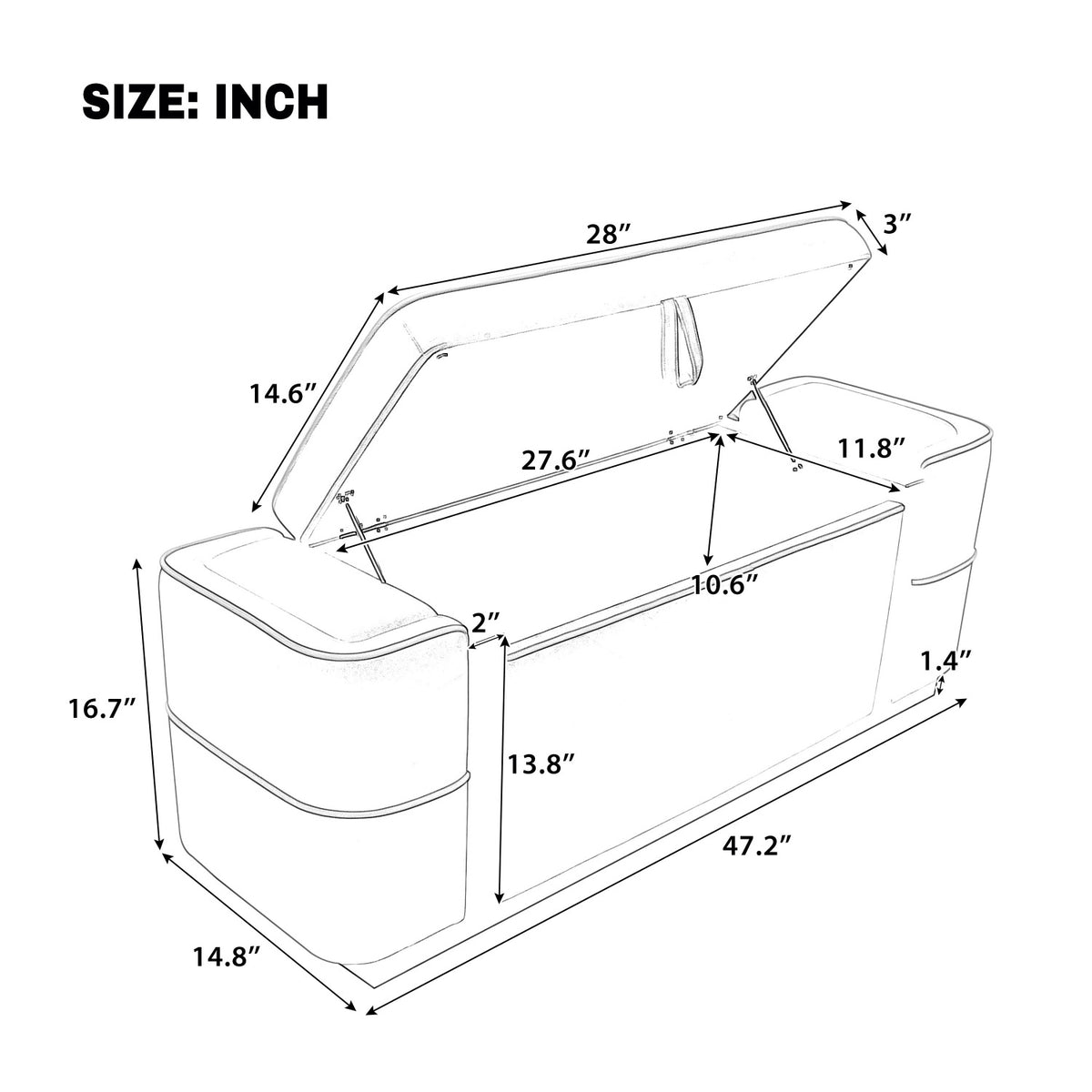Brown Modern Upholstered Storage Bench | OROA