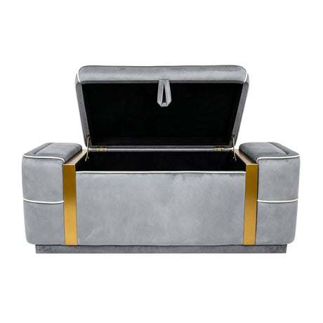 Modern Gray Storage Bench | OROA