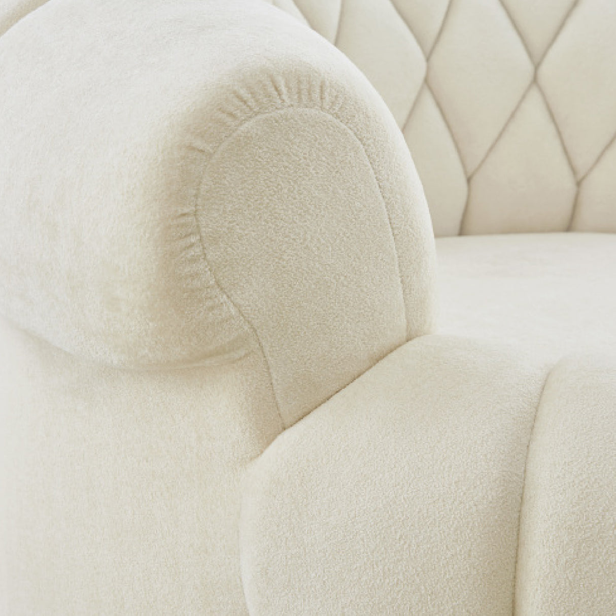 Beige Chenille Round Swivel Accent Chair | OROA