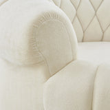 Beige Chenille Round Swivel Accent Chair | OROA
