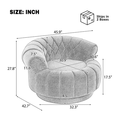 Beige Chenille Round Swivel Accent Chair | OROA