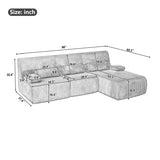 Modern Red Corduroy L-Shaped Sectional Sofa | OROA