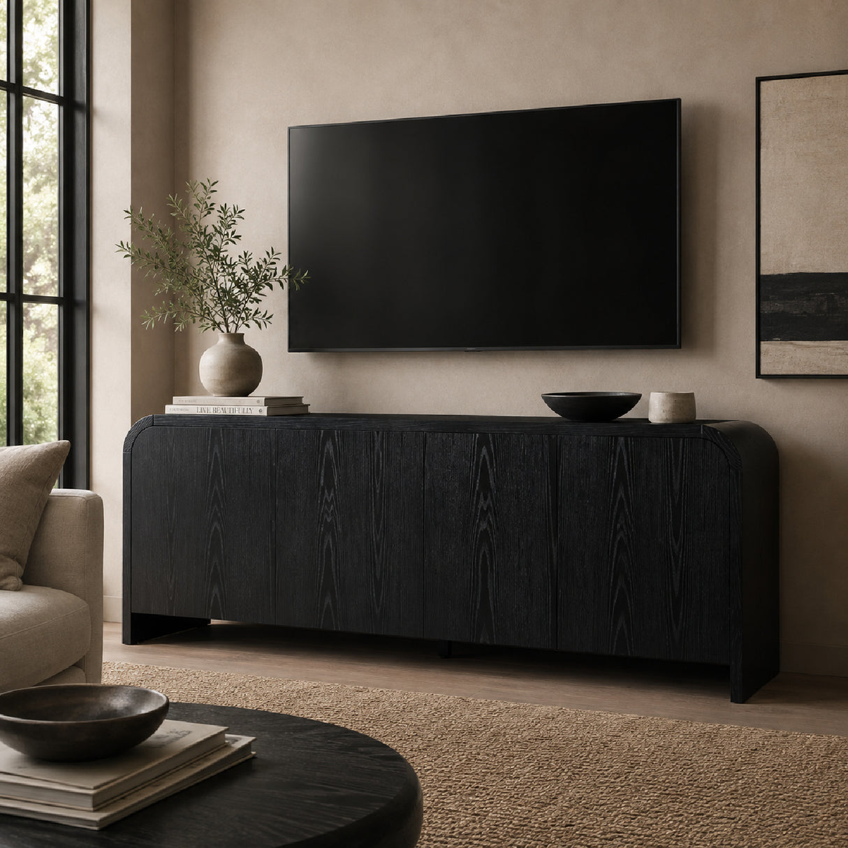 Modern European furniture - Luxury Curved Edge TV Stand - www.oroa.com