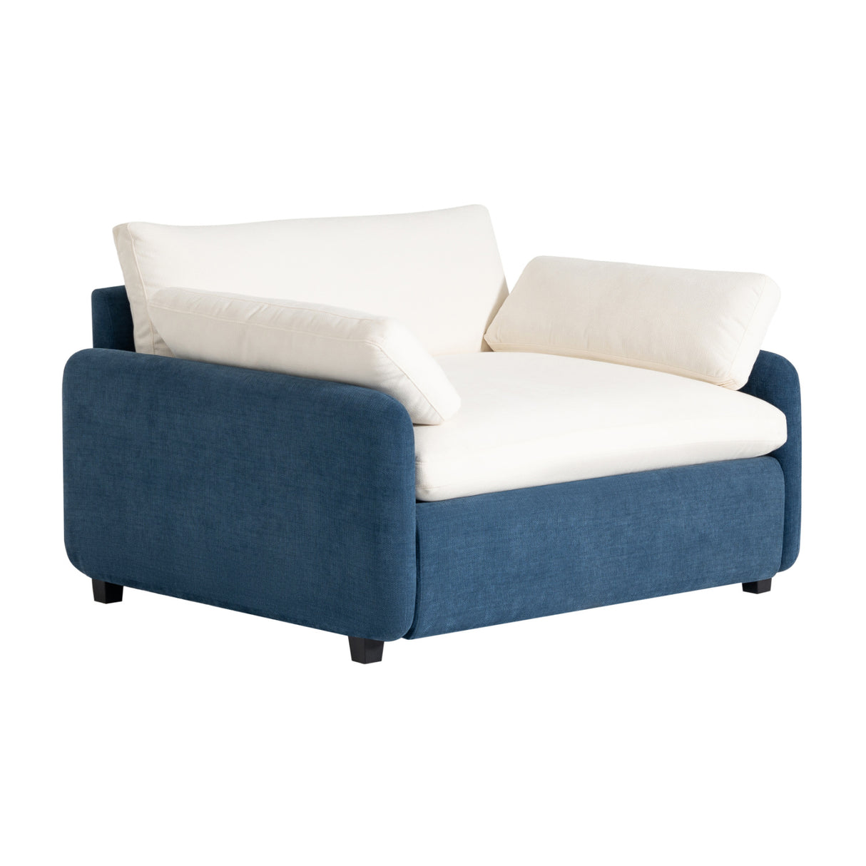 Blue Cream Oversized Chenille Armchair | OROA