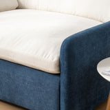 Blue Cream Oversized Chenille Armchair | OROA