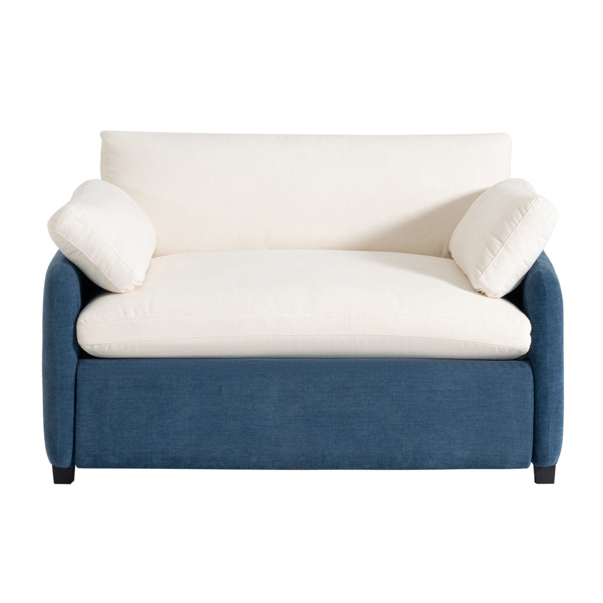 Blue Cream Oversized Chenille Armchair | OROA