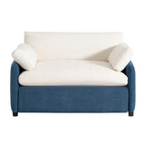 Blue Cream Oversized Chenille Armchair | OROA