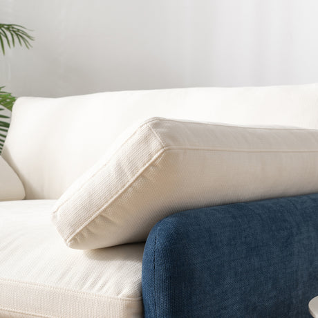Blue Cream Oversized Chenille Armchair | OROA