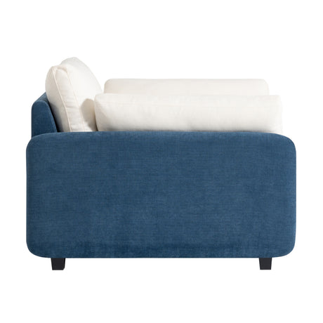 Blue Cream Oversized Chenille Armchair | OROA