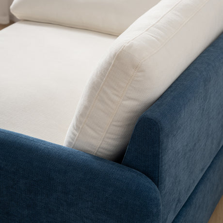 Blue Cream Oversized Chenille Armchair | OROA