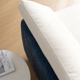 Blue Cream Oversized Chenille Armchair | OROA