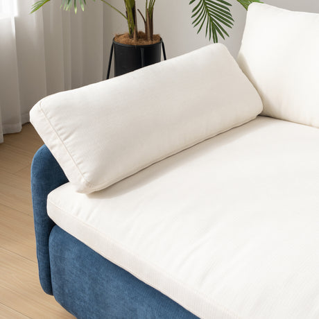 Blue Cream Oversized Chenille Armchair | OROA