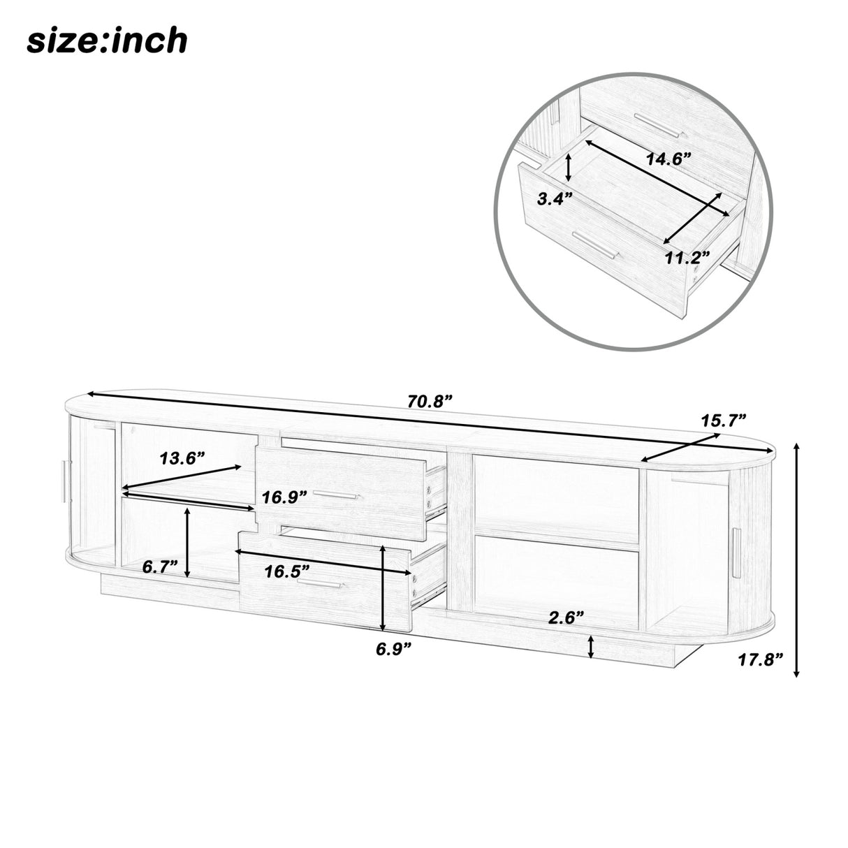 Modern TV Stand with Drawers and Hidden Sliding Storage | OROA