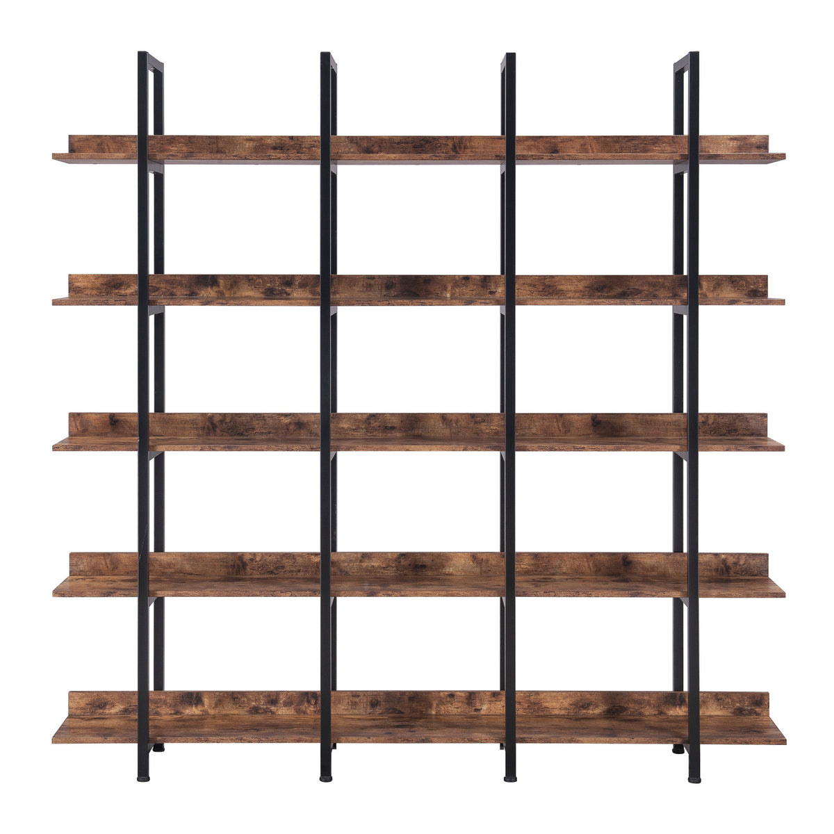 Brown Vintage Industrial 5-Tier Bookcase | OROA