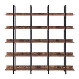 Brown Vintage Industrial 5-Tier Bookcase | OROA