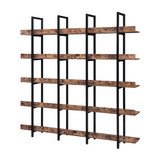 Brown Vintage Industrial 5-Tier Bookcase | OROA