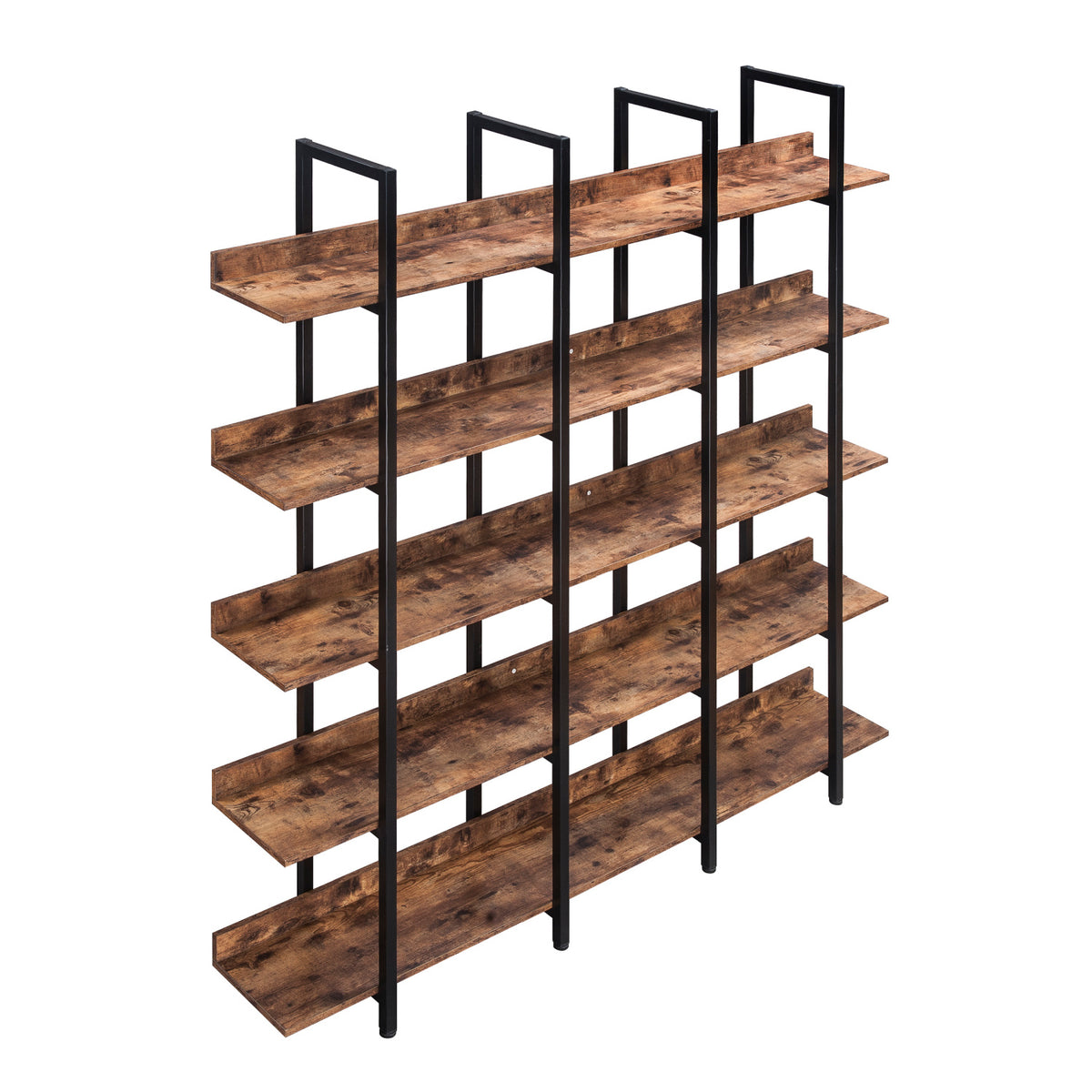Brown Vintage Industrial 5-Tier Bookcase | OROA