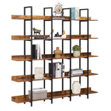 Brown Vintage Industrial 5-Tier Bookcase | OROA