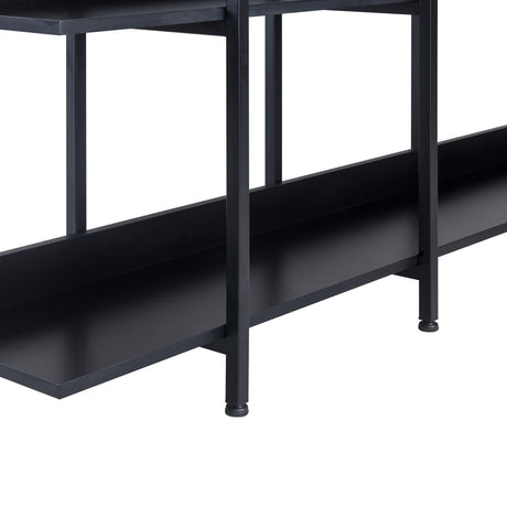 Black Vintage Industrial 5-Tier Bookcase | OROA